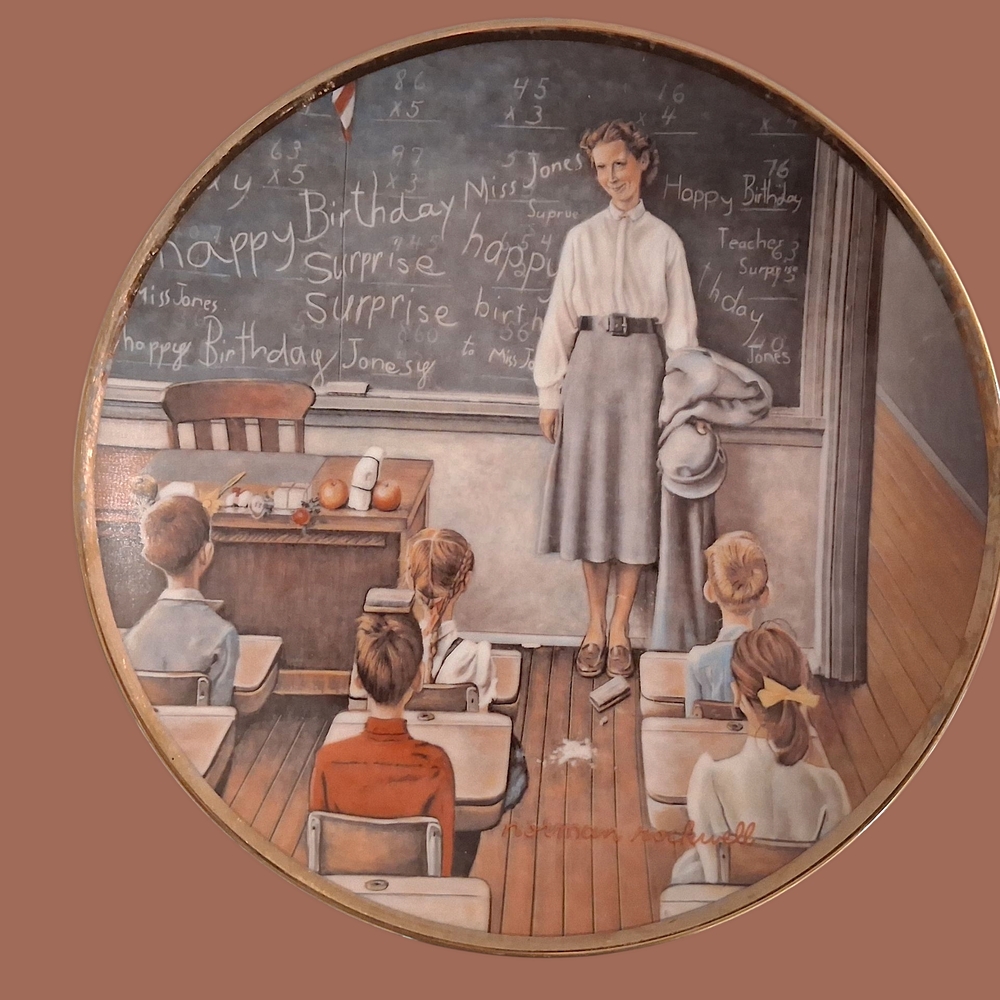 Vintage Norman Rockwell Porcelain Plate. "The School Teacher."